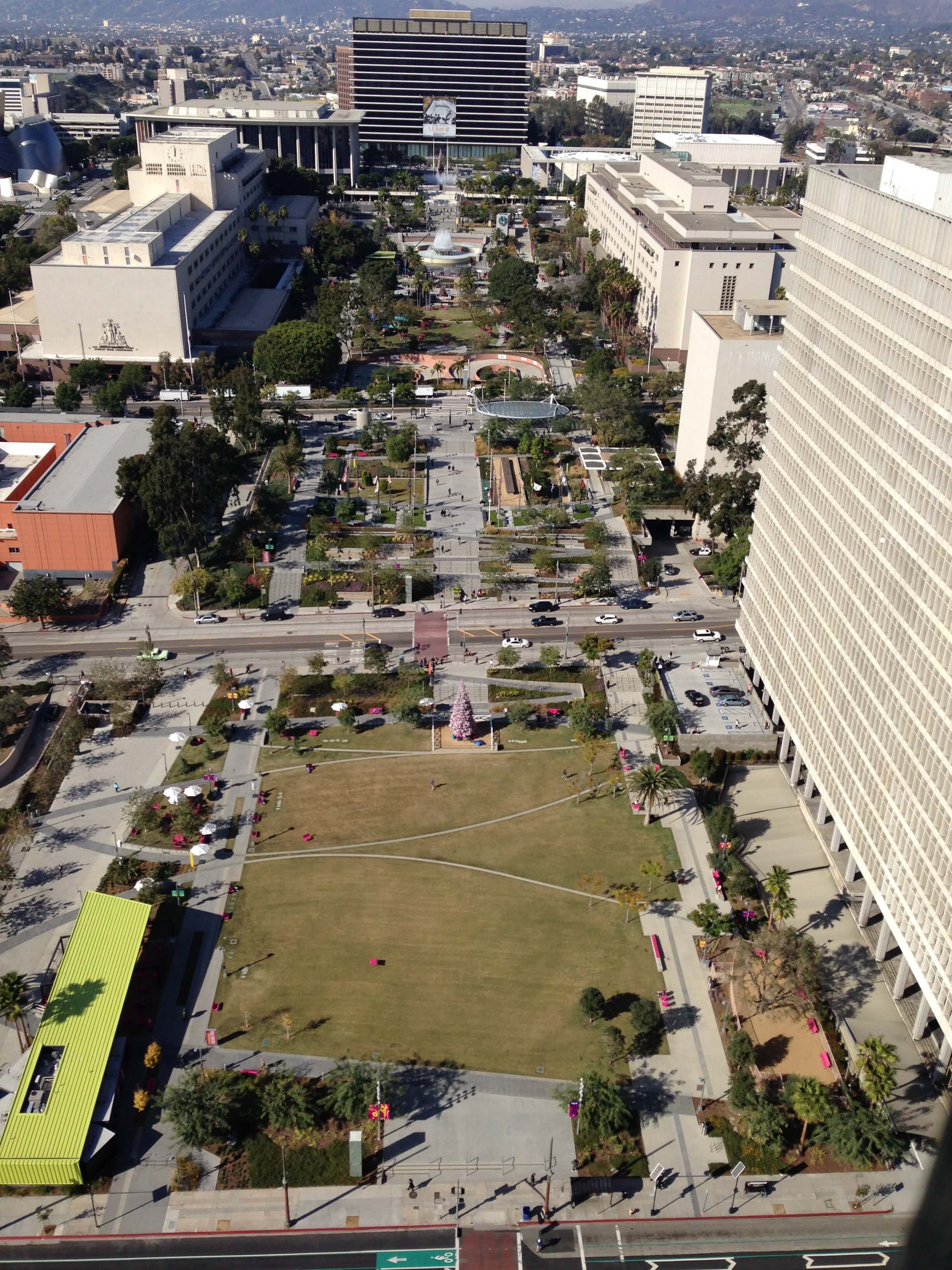 View of Grand Park from the City Hall Observation Deck
