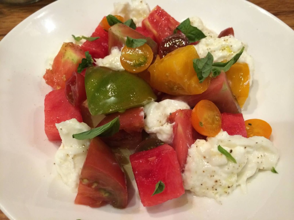 Heirloom Tomato--gioia burrata, watermelon, basil, olive oil 