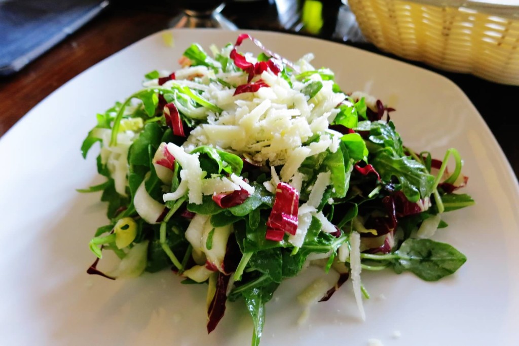 Tre Colori Salad--Treviso radicchio, Belgian endive, baby wild arugula, aged Grana Padano