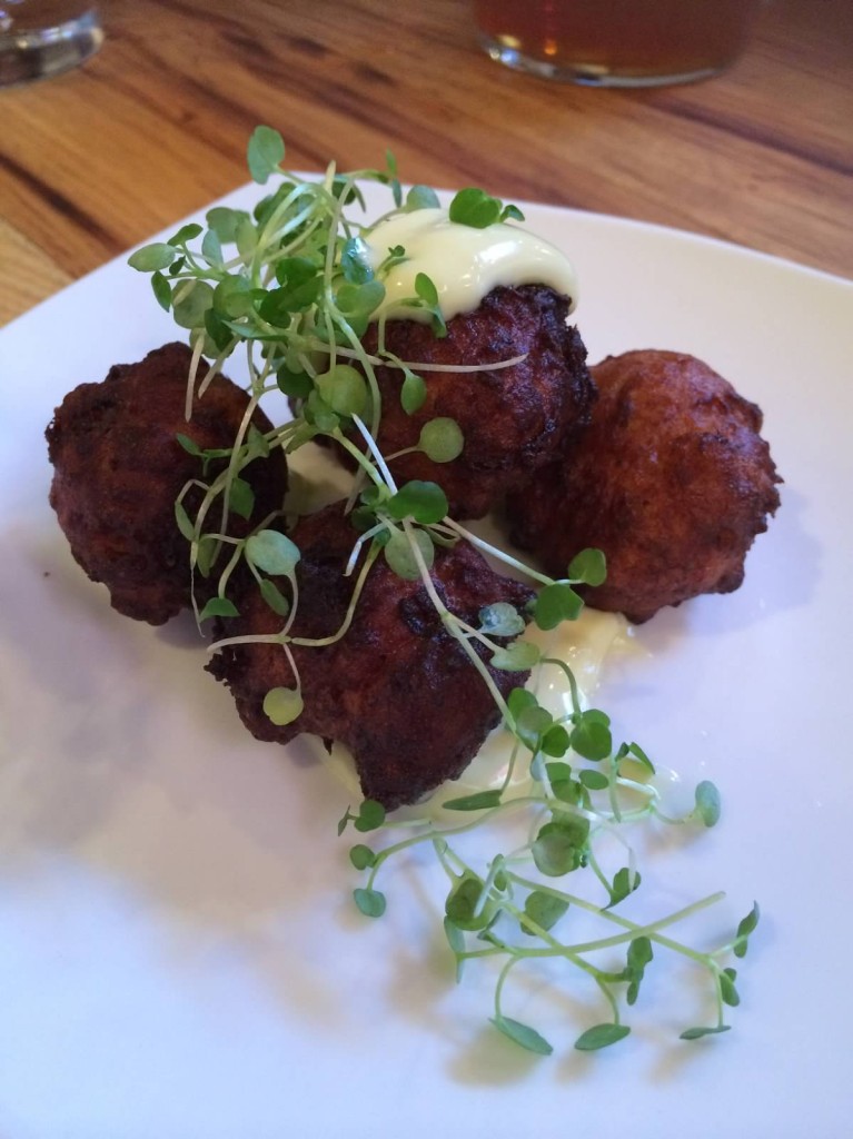 Salt cod fritters, lemon cream