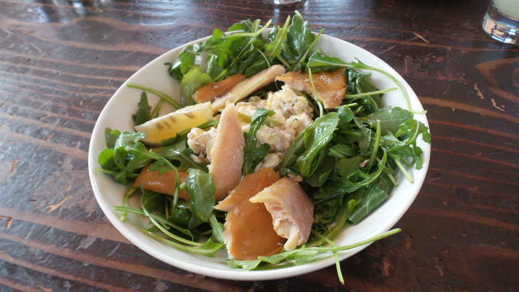 Smoked Trout, apple-potato salad, arugula