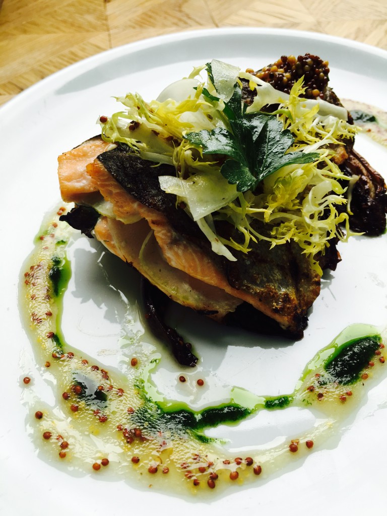 Grilled Rainbow Trout - Caramelized Endive, Grain Mustard Vinaigrette 