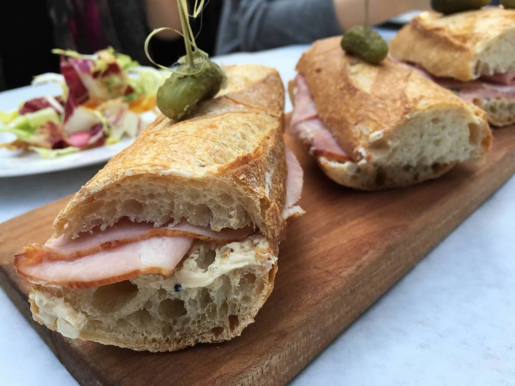 Jamon Beurre. House cured Ham, Foie gras butter, Cornichons, Baguette. Terrine is known for its charcuterie and this sandwich was wonderful and the foie gras butter was a decadent treat!