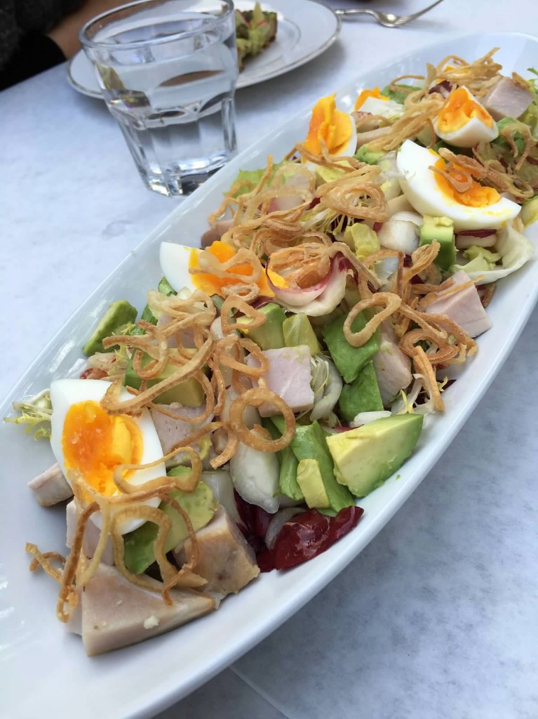 Smoked Chicken Salad. Belgian endive, Avocado, Radishes, Crunchy shallots, mustard vinaigrette, boiled egg.