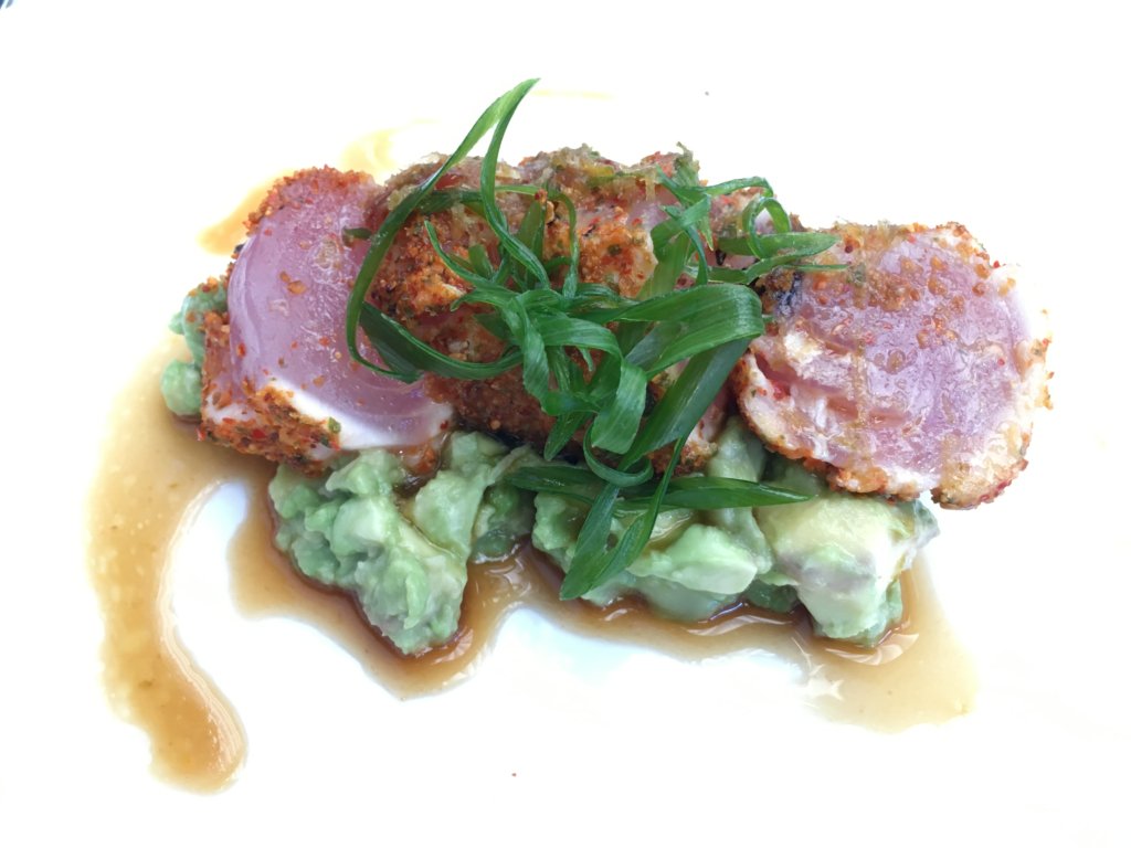 Seared Albacore with Smashed Avocado and Ponzu Vinaigrette